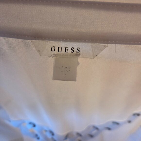 Sheer White Guess Blouse, Lace Up On Back - Picture 3 of 3